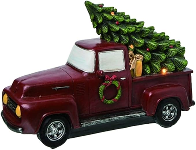 valyria llc transpac m2173 发光红色圣诞卡车,14 英寸长,树脂