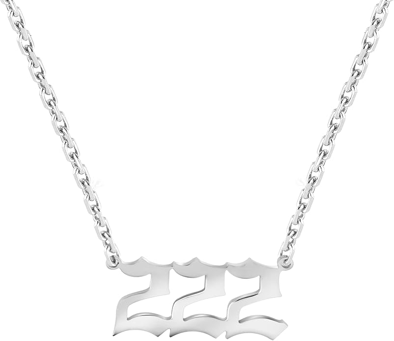 hapuxt 女士天使数字项链 14k 镀金精致幸运数字吊坠 11-999 金色颈链