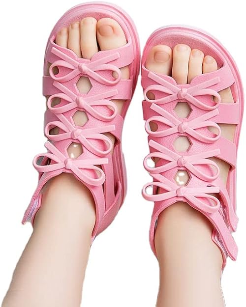 罗马风格女孩夏季凉鞋沙滩凉鞋户外橡胶凉鞋粉色