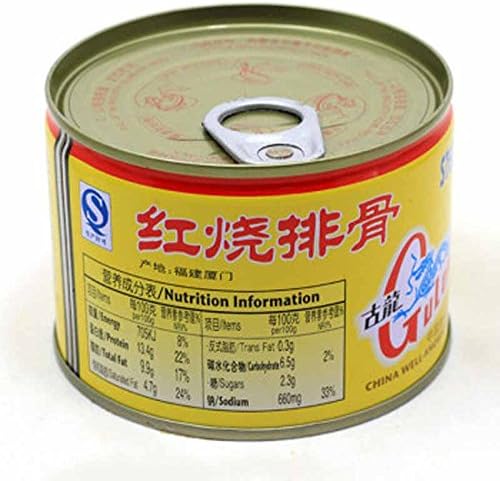 厦门特产古龙罐头食品红烧排骨256g 罐方便速食自热即食红烧猪肉排骨罐头 亚马逊中国 食品