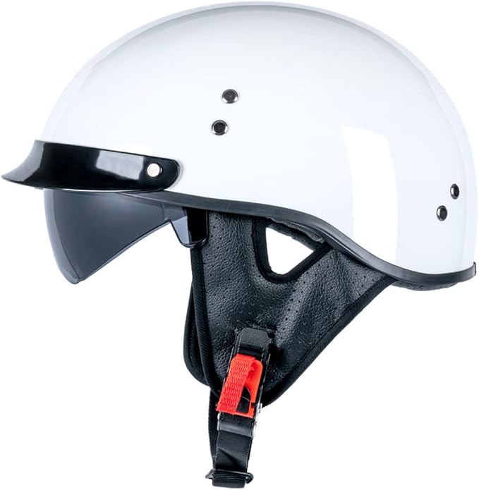 myamis mh03 摩托车头盔玻璃纤维圆点半头盔女士男士带面罩半脸头盔