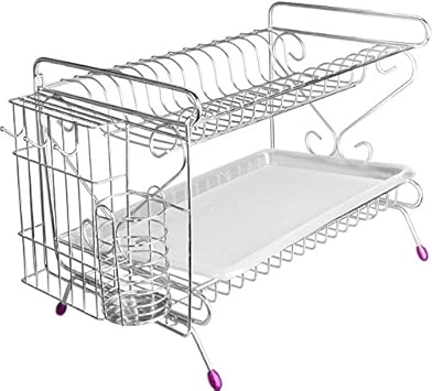 锐佳双层碗架加厚不锈钢碗盘架碗碟架餐具