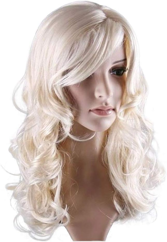 9 厘米)浅金色假发单卷波浪假发带刘海女士女孩角色扮演服装派对假发