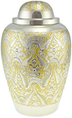 cherished urns clovelly 黄色刻有镍成人火葬骨灰缸