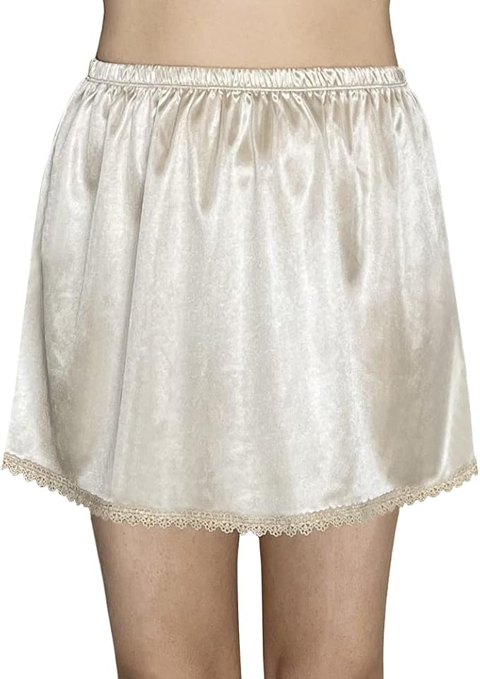 brinkina 女式半衬裙,防静电弹性腰蕾丝加大码长衬裙