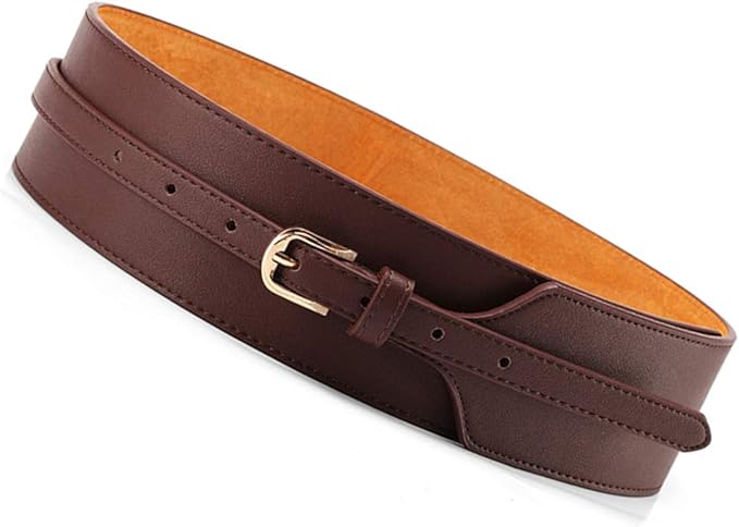 toptim 女式宽打结腰带设计 pu 皮革腰带简约宽腰带