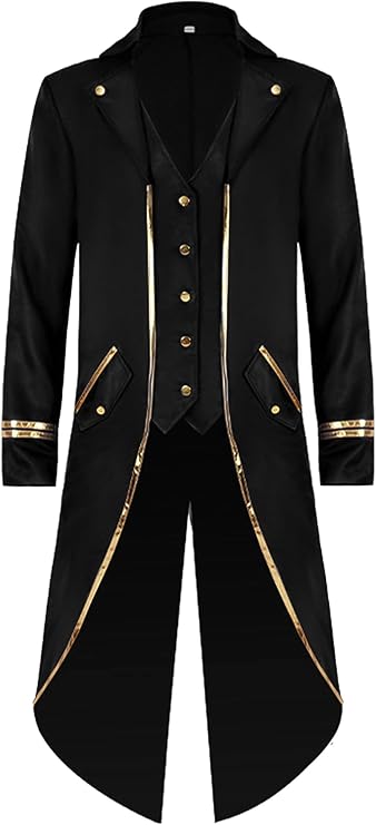 panegy 男士蒸汽朋克维多利亚时代夹克复古哥特式长尾大衣万圣节角色
