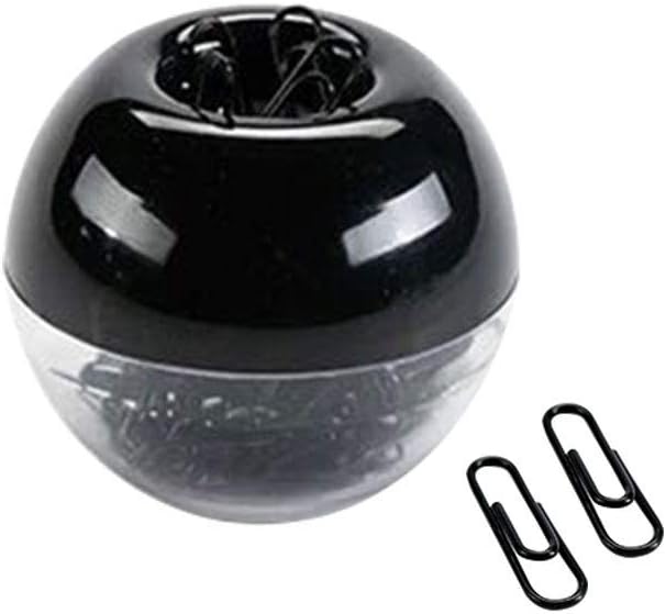 1 英寸黑色回形针磁性回形针支架盒回形针分配器桌面配件和收纳盒办公