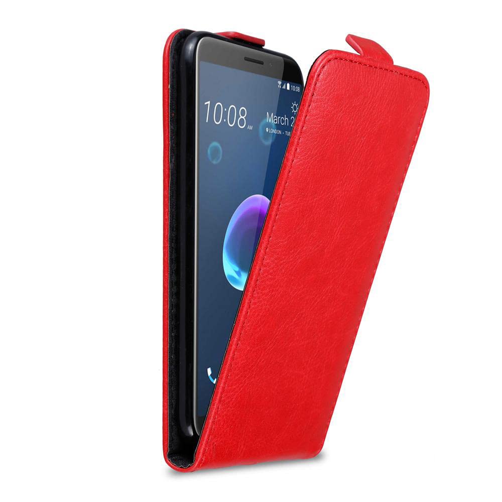 Cadorabo case for HTC Desire 12 "Apple Red - Clamshell case with magnetic opening and closing - Wallet Etui Protective Pouch PU Leather clamshell