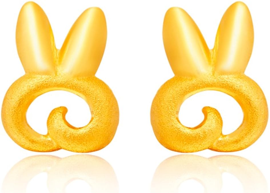 Chowtaifook 周大福光身可爱兔子黄金千足金耳钉f 工费68 2 33克 女款耳环小白兔动物耳钉 首饰 亚马逊中国 珠宝首饰