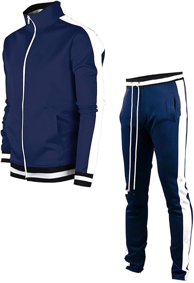 男式休闲运动服套装 – 运动全拉链长袖跑步慢跑运动运动套装 – 4 种