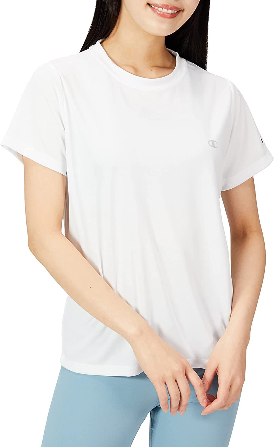 Champion T-shirt Short sleeve absorbent quick drying UV resistant Single point logo round neck Simple Sports Community Activity Gym Training Home wear CWSTS0 ladies