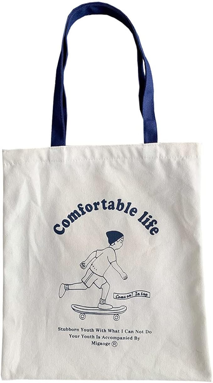 女士女孩帆布手提包可爱手提包美学大容量购物袋学校书手提包