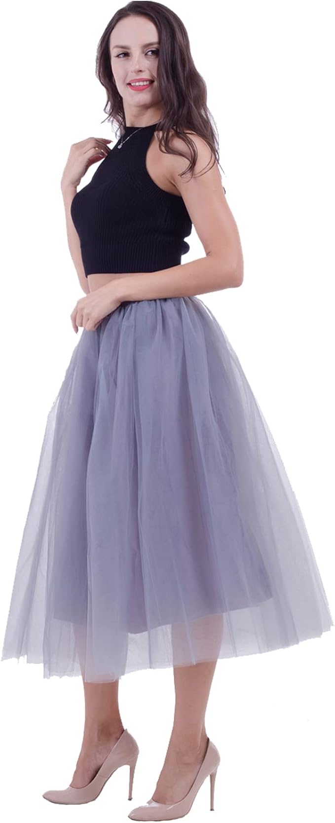 preferhouse 女式薄纱长裙,适合公主派对晚礼服,a 字网裙,百褶裙,薄纱