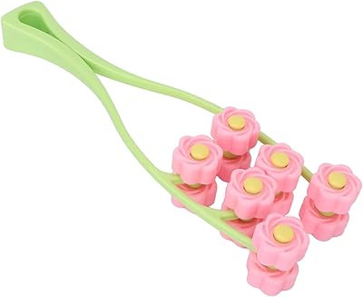 面部按摩器花型按摩滚筒 v 形面部按摩器双夹塑料带正面滚轮 粉色