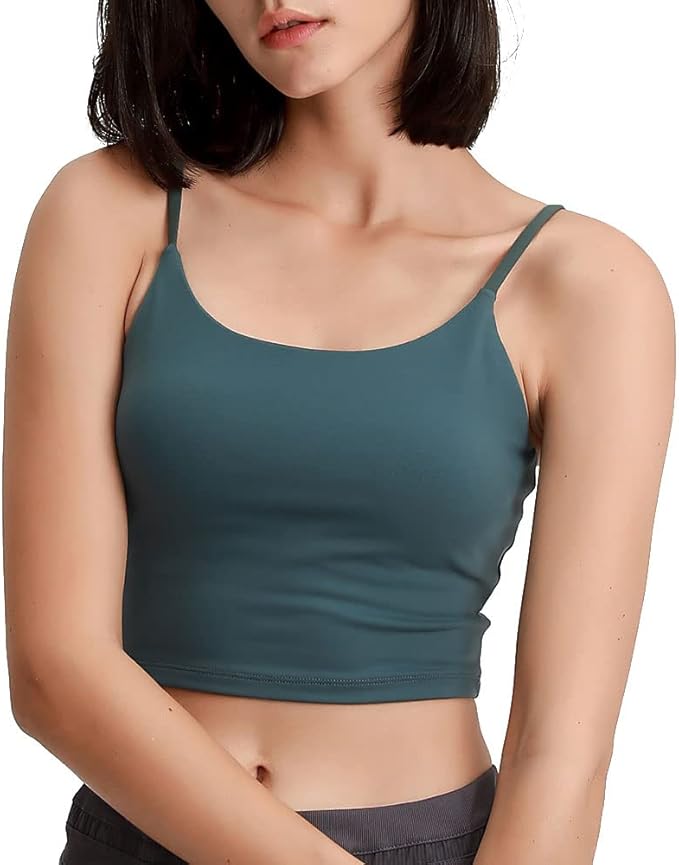 lek02ro 女式加垫运动文胸长款中支撑瑜伽文胸锻炼跑步健身性感背心