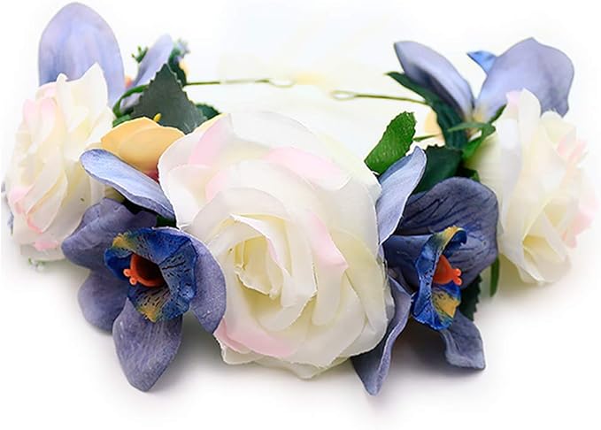 花冠 蔷薇 花冠 玫瑰 花冠 白藏青色 头礼服 大轮 结婚礼服 花冠 fh