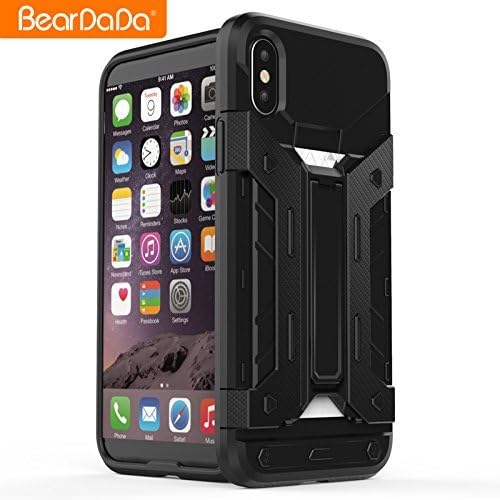 aegis 手机壳 - 保护耐用 iphone x 防震手机壳(黑色)带支架和卡槽