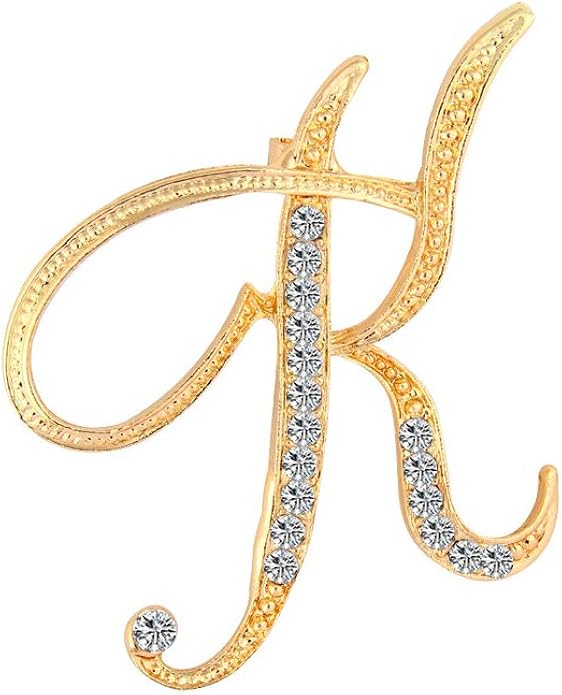 wllay 金色合金水晶 26 个字母英文字母个性化小饰品胸针首饰礼物