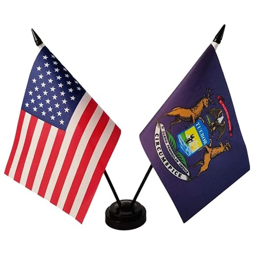 美国和密歇根州双桌旗,美国密歇根州桌旗,20.32 x 12.