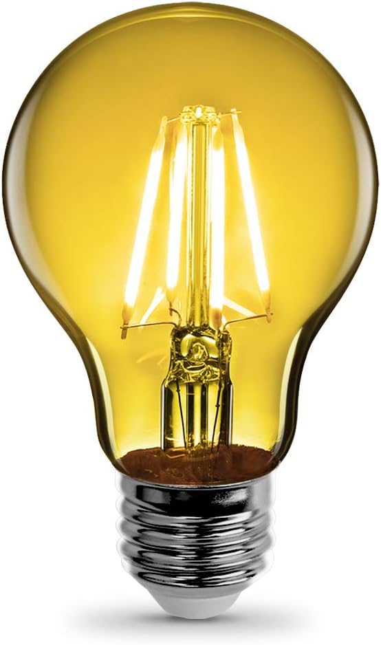 feit electric - 黄色灯丝 led 相当于 25w 可调光透明玻璃灯泡,a19(a