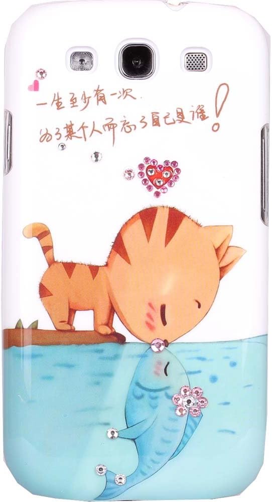 三星n7100手机壳钻 note2外壳 三星note2手机壳 7100套 水钻 (猫鱼恋)
