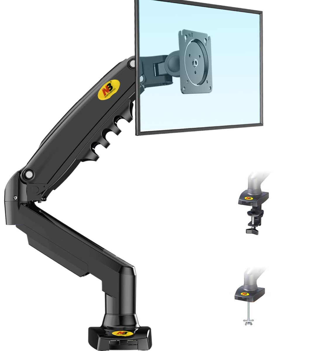 NORTH BAYOU Full Sport desktop stand with stand and air spring for computer monitor Black 17"-27"