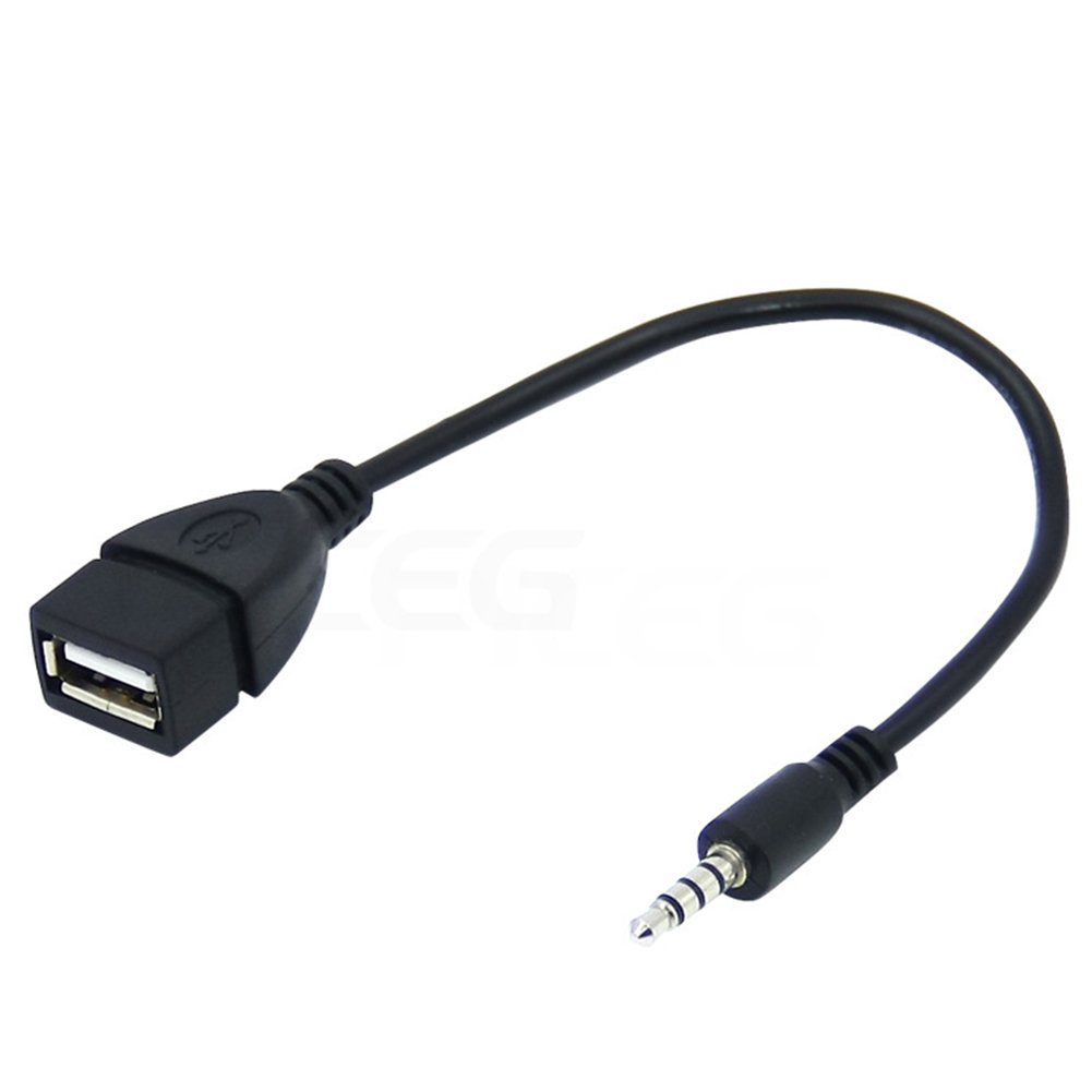 Car AUX Cable A Female Head OTG Converter Adapter Cable 3.5mm AUX Audio jack USB socket MP3 Car Accessories (3.5mm) Black