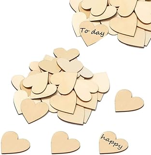 心形木片标签,适用于婚礼客人留言簿签名感恩节 diy 卡片装饰制作(20