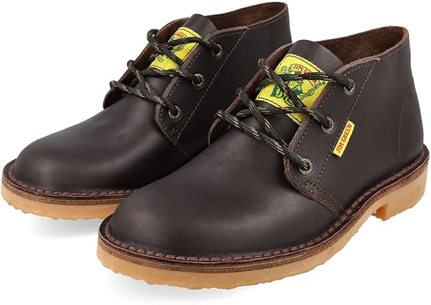 jimgreenvellie男式休闲工装靴系带传统高帮靴全粒面麂皮皮革