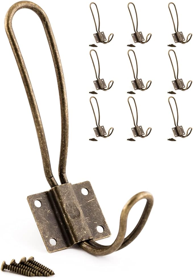10 个装装饰复古挂钩,含金属螺丝,壁挂式硬古董工业重型挂钩套件