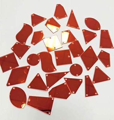 缝制亚克力红镜,diy 亚克力缝合平背镜水钻,缝制红色亚克力镜面珠