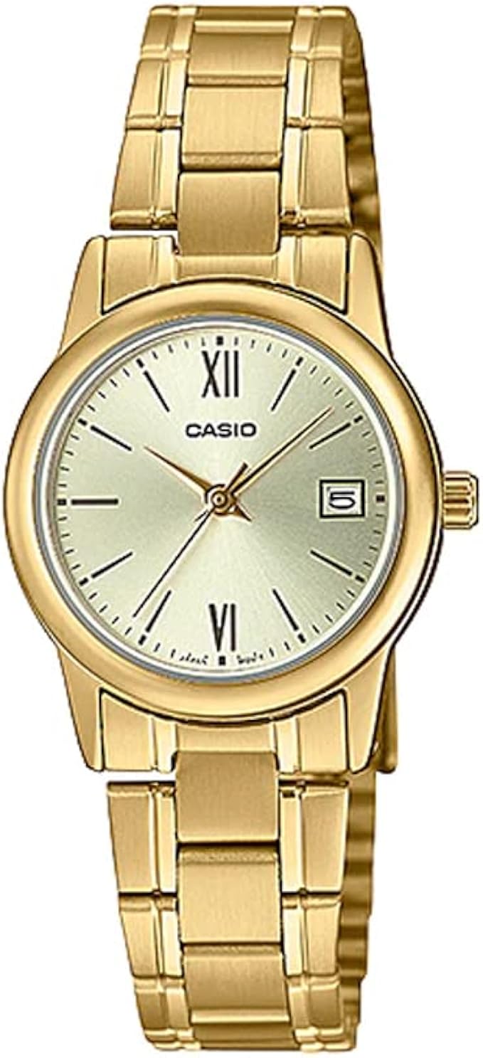 casio 卡西欧 ltp-v002g-9b3 女式金色不锈钢金色表盘正装手表