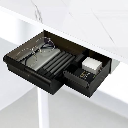 yoskaedi 2 抽屉桌下附件,隐藏式抽屉收纳盒,桌面收纳笔架,用于桌面