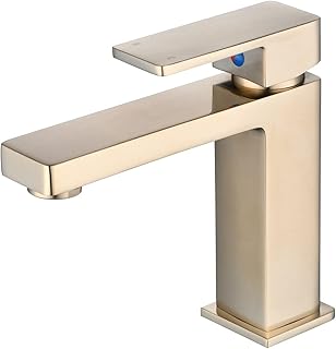 浴室水龙头 金色拉丝水龙头 浴室水槽 单孔梳妆台水龙头 黄铜