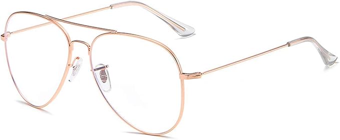 aviator透明镜片眼镜非眼镜金属镜框男女皆宜