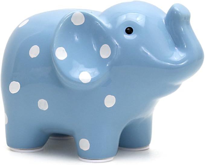 child to cherish 陶瓷波点大象猪存钱罐 蓝色 7_ x 5_ x 4.5