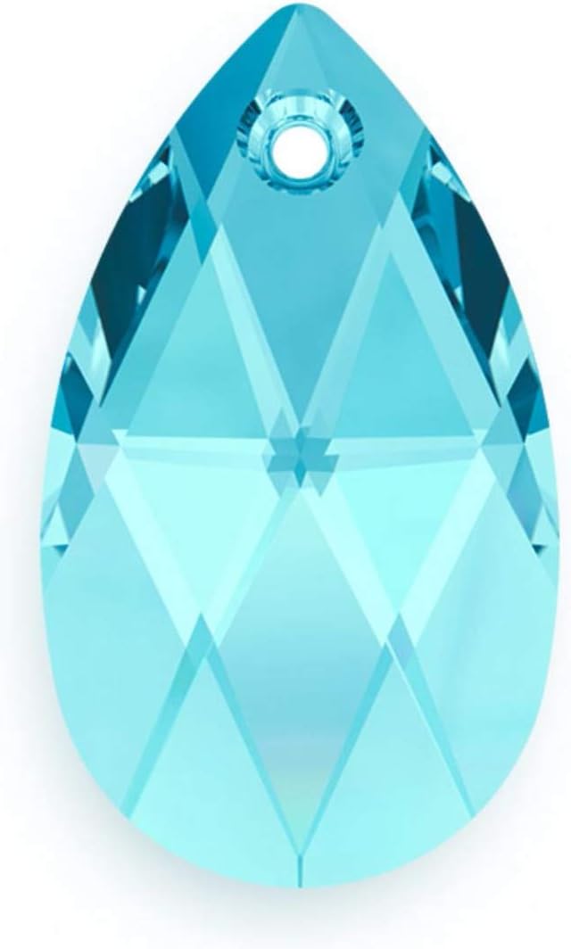 63 英寸)梨形吊坠海蓝宝石蓝色水晶珠用于珠宝工艺制作(三月诞生石)