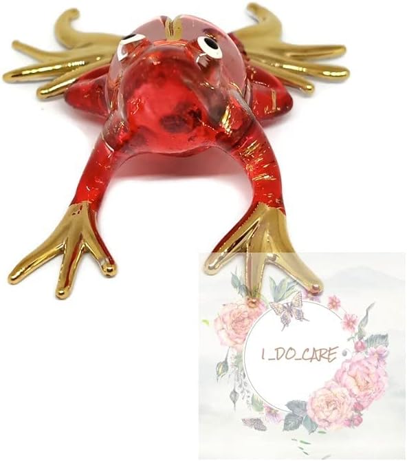 i-do-care 玻璃红色闪亮青蛙雕像 - 玻璃青蛙微型 - 玻璃青蛙系列