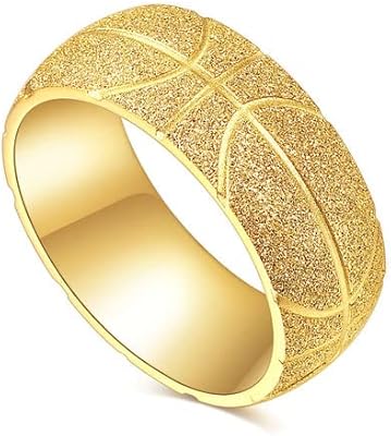 peas 18k 镀金珠宝不锈钢喷砂篮球图案戒指