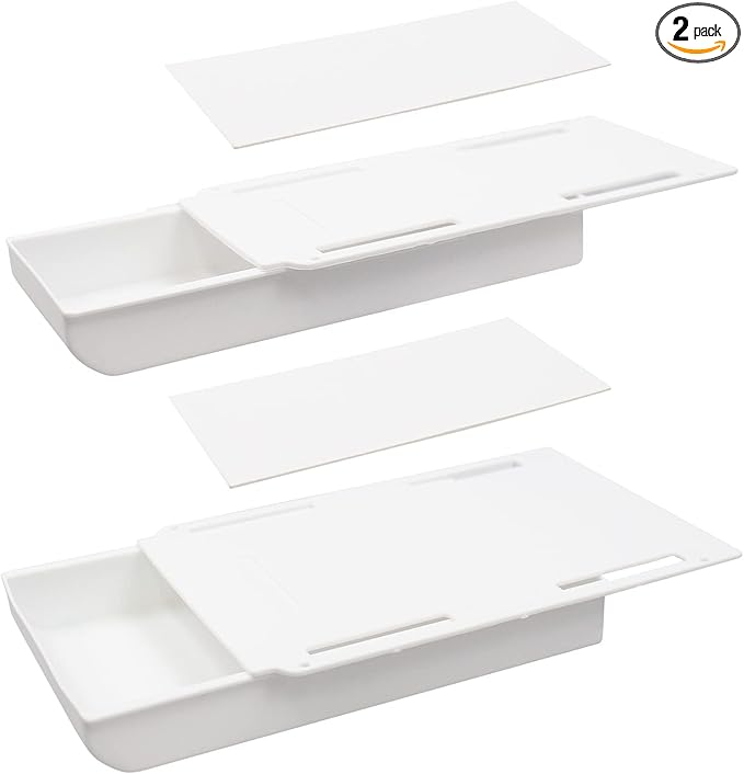 抽屉柜下桌,2 件隐藏式办公桌抽屉收纳盒 自粘收纳盒 用于笔盒 餐具、