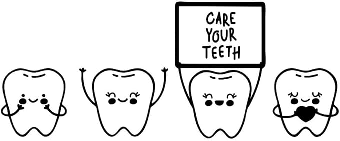 anfrjji *牙刷牙膏可爱"care your teeth"卫生间贴纸