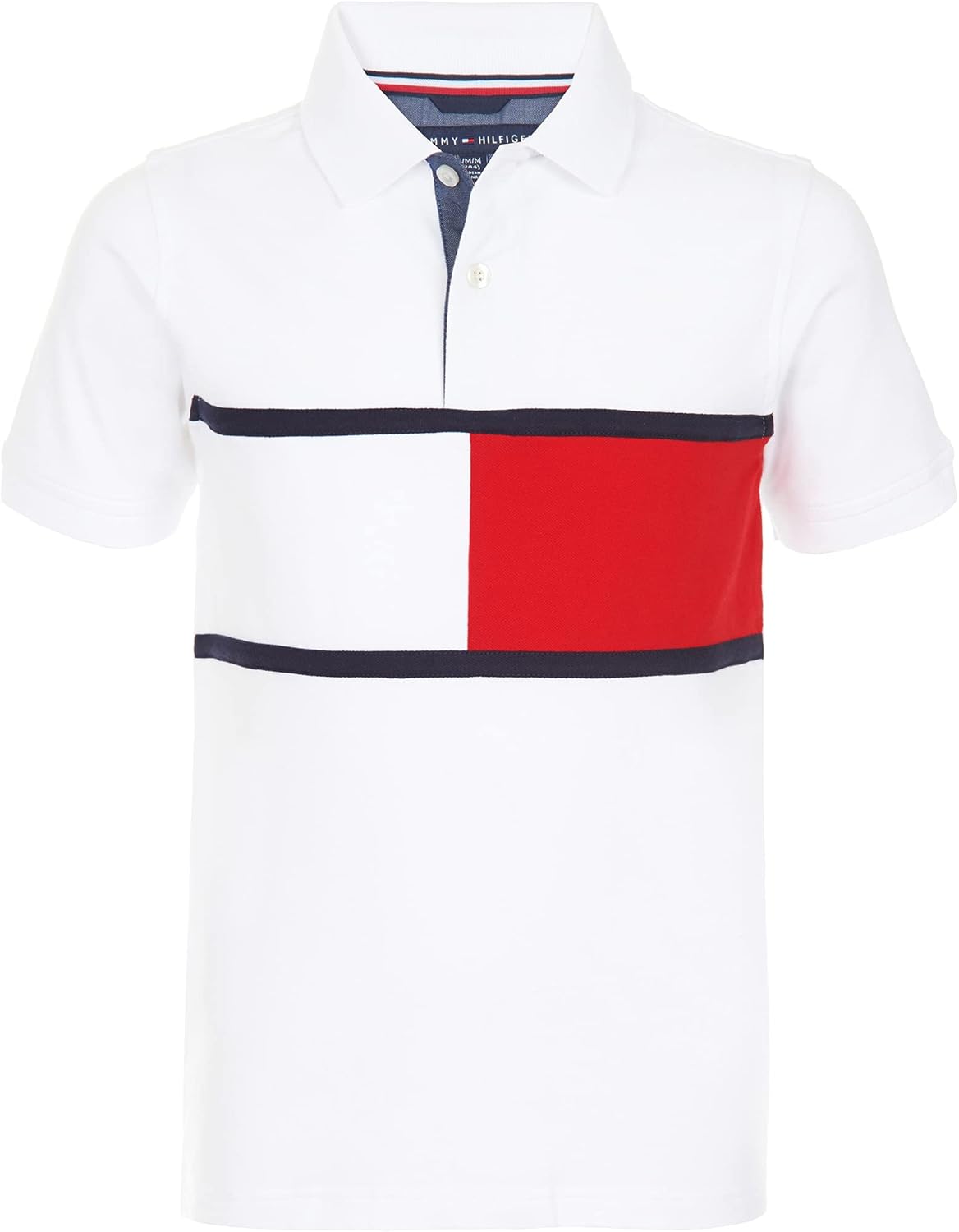 tommy hilfiger 男童短袖弹力常春藤 polo 领衬衫,标志性刺绣标志