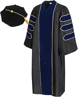 tnghui 中性豪华博士毕业礼服和 8 面背心套装带金色滚边