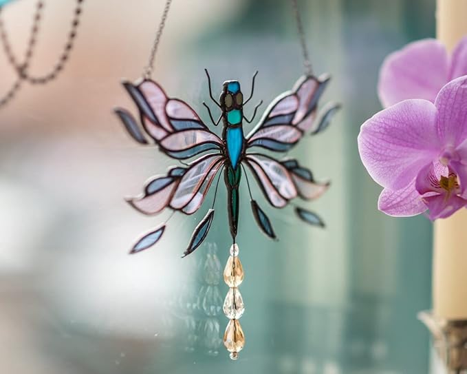 装饰 - 蒂芙尼风格可爱蜻蜓 - 独特的悬挂装饰 - * 悬浮蜻蜓装饰品