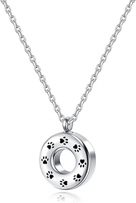 狗骨灰项链 爪印 灰烬 骨灰 吊坠项链 生命圈 火葬项链 宠物骨灰缸