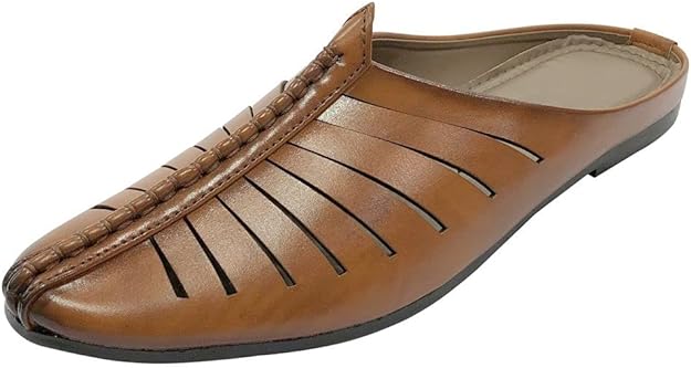 step n style punjabi jutti 男士棕褐色传统手工乐福鞋穆勒鞋印度