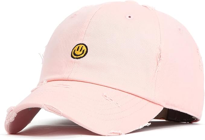 flipper笑脸表情符号非结构化复古破洞子弹孔石洗棉仿旧爸爸帽棒球帽