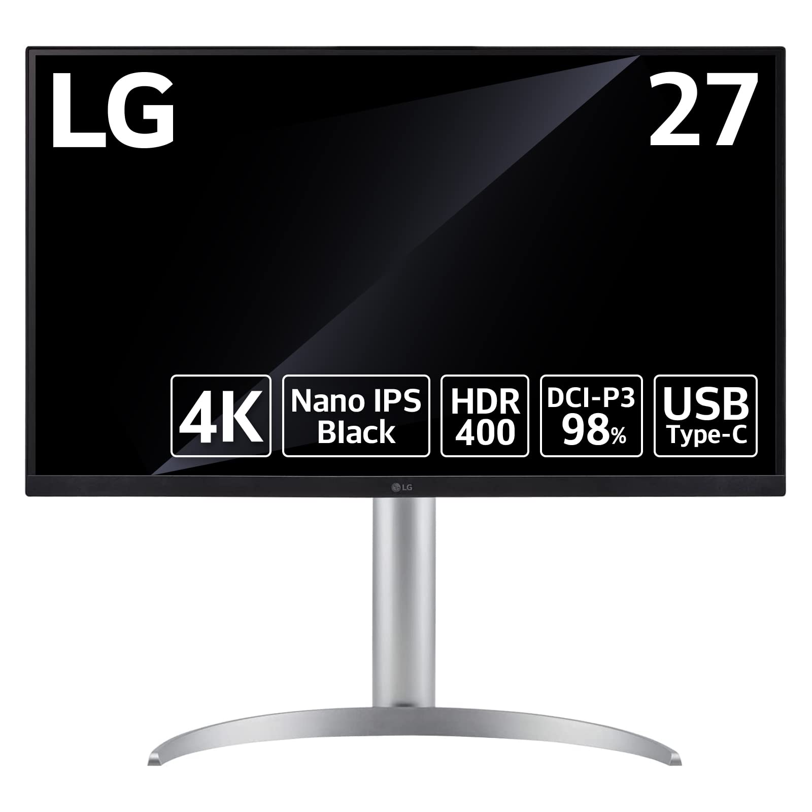 LG Display Display 27UQ850-W 27 inch/nano IPS black /4K(3840×2160)/DisplayHDR400/DCI-P3 98%/USB-Type-C/DisplayPort/HDMI×2/KVM switch/Tilt/Height adjustment/pivot / 3-year peace of mind, no brightness 