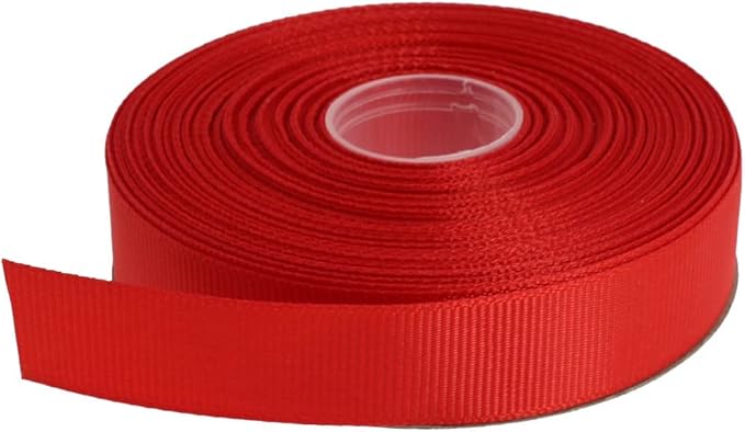 dxeud 纯色罗缎丝带 每卷 25 码 * 涤纶编织边缘(1.91 厘米,红色)